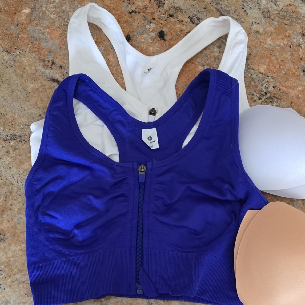 90 Degree By Reflex Royal Blue and White Sports Bras